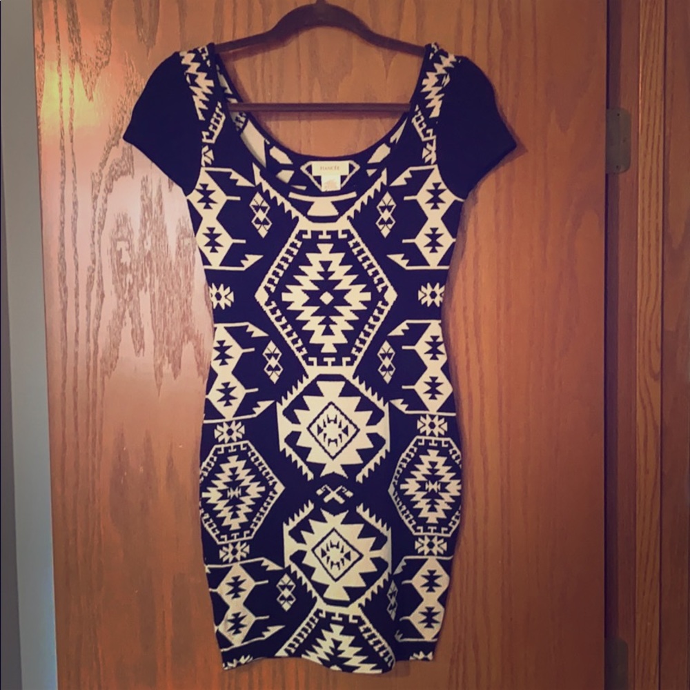 Black and cream bodycon dress